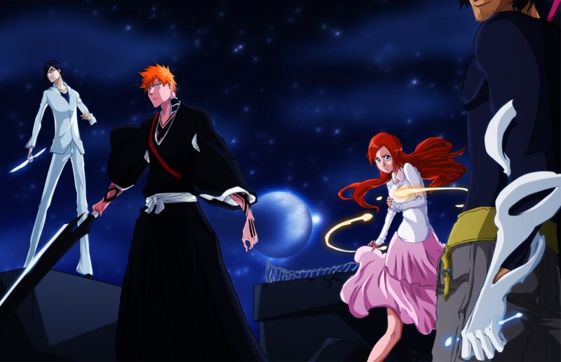 Anime Characters in Battle — Blue, Dramatic, Night, Sword, Magic