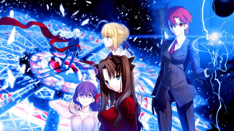 Anime Characters in Battle — Blue, Dramatic, Night, Swords, Magic
