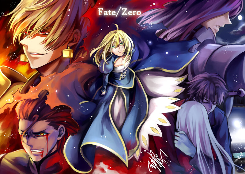 Anime Characters in Battle — Blue, Dramatic, Night, Swords