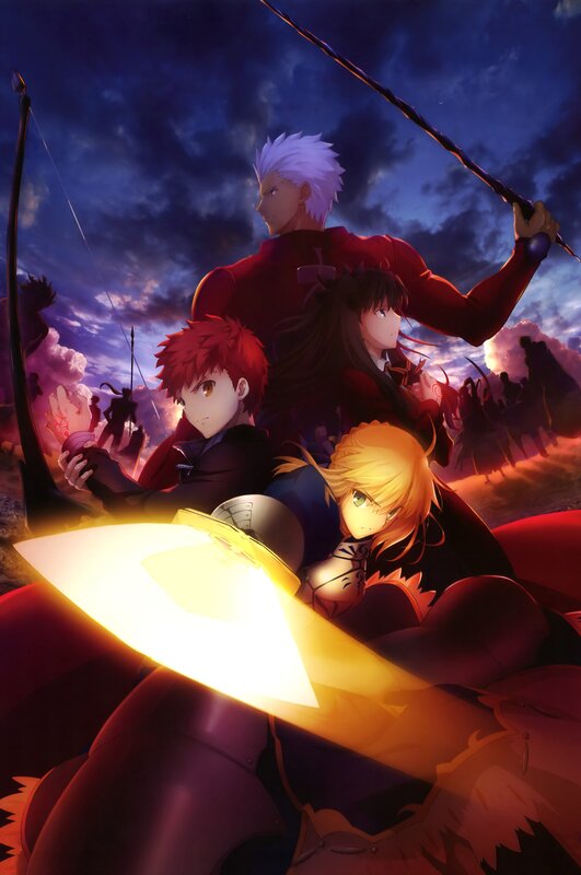 Anime Characters in Battle — Blue, Dramatic, Sunset