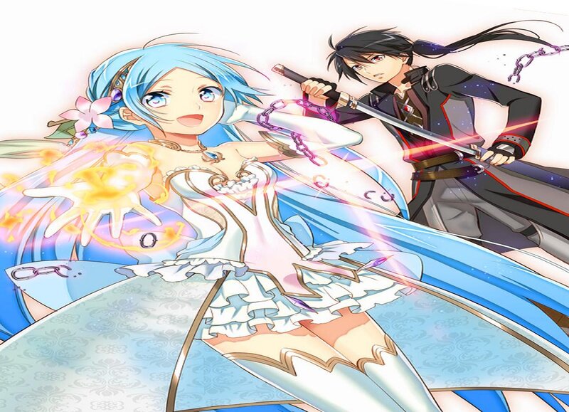 Anime Characters in Battle — Blue, Dramatic, Sword, Magic, Chains