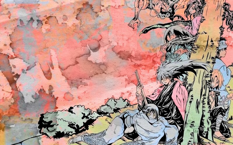 Anime Characters in Battle — Pink, Dramatic, Sunset, Manga