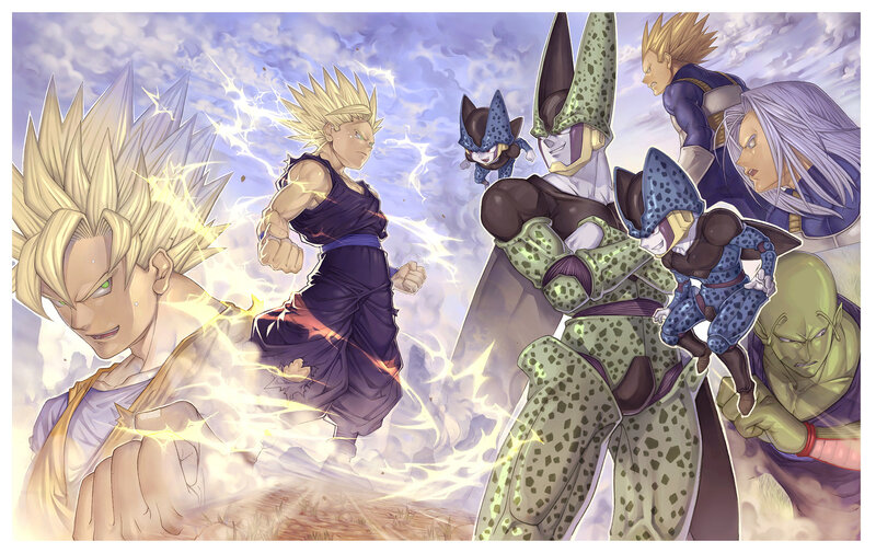 Anime Characters in Battle — Purple, Dramatic, Manga