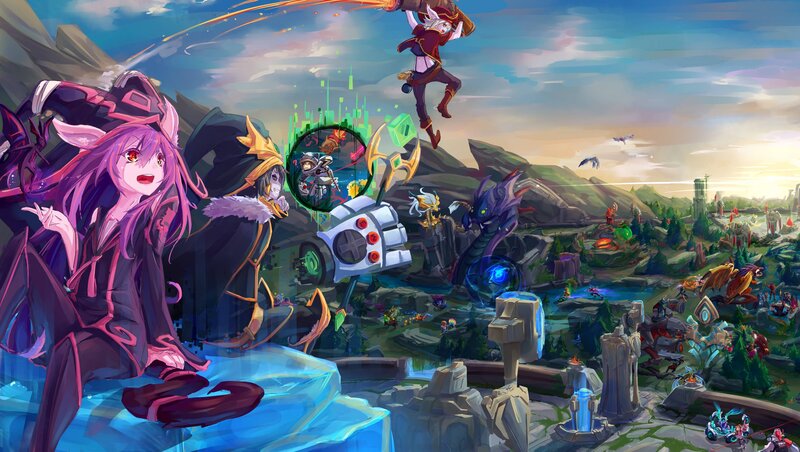 Anime Characters in Battle — Purple, Dramatic, Sunset, Digital Art, Fantasy Creatures