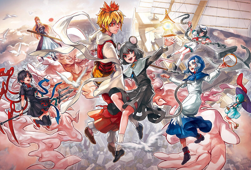 Anime Characters in Battle — Red, Dramatic, Afternoon