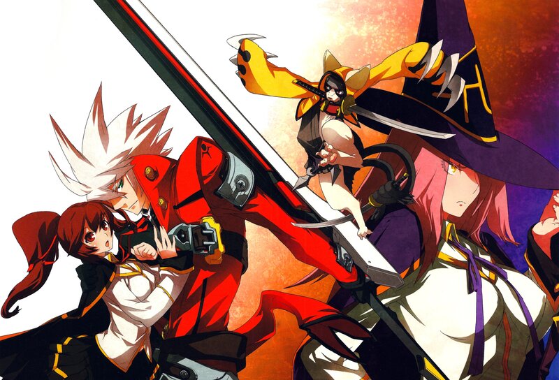 Anime Characters in Battle — Red, Dramatic, Sunset, Manga, Swords