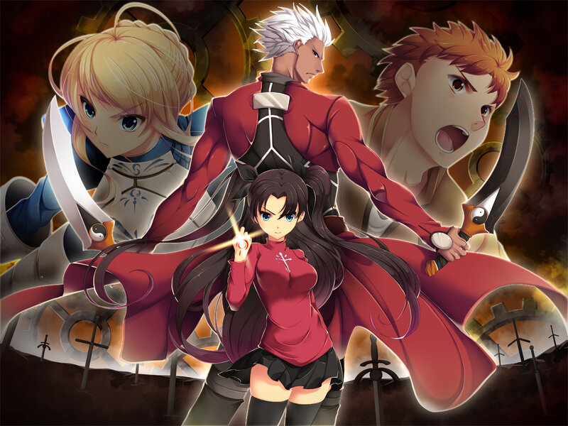 Anime Characters in Battle — Red, Dramatic, Swords, Magic