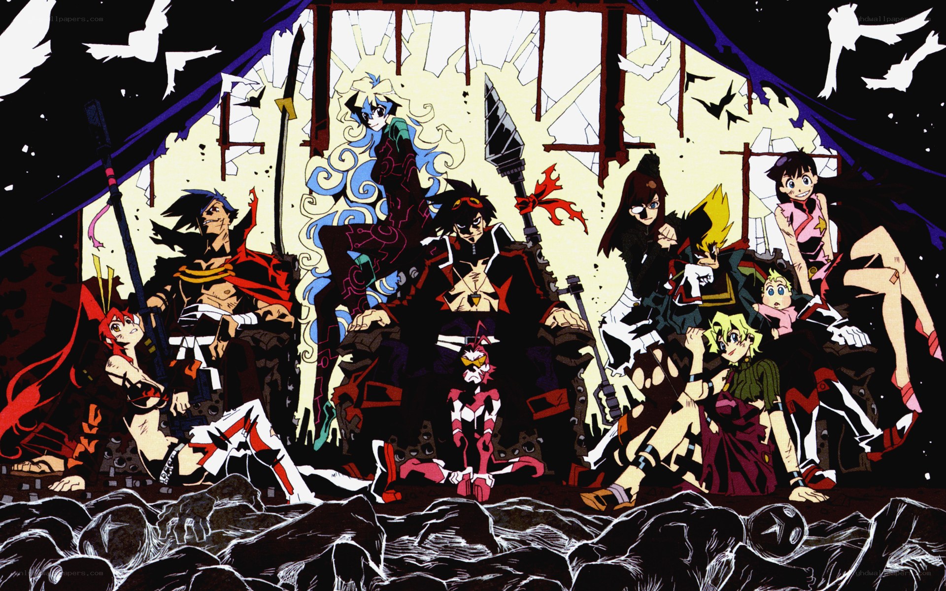 anime characters in battle scene