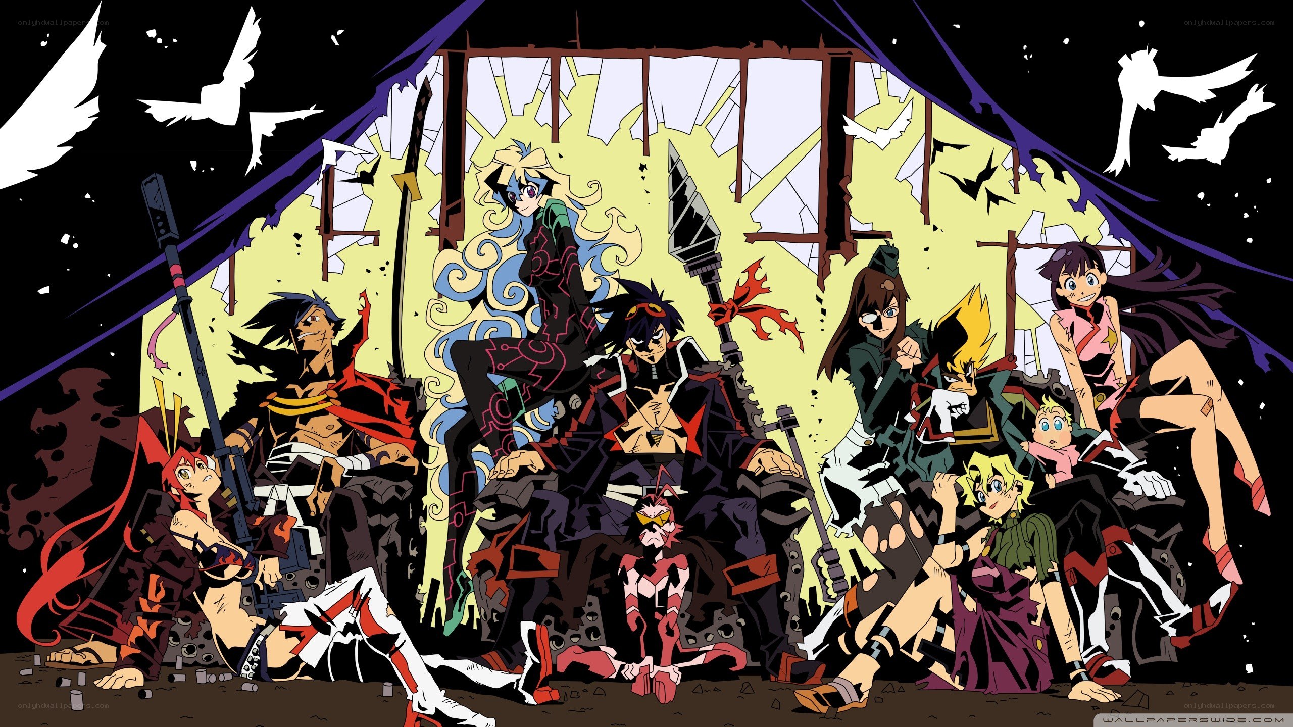 anime characters in battle scene