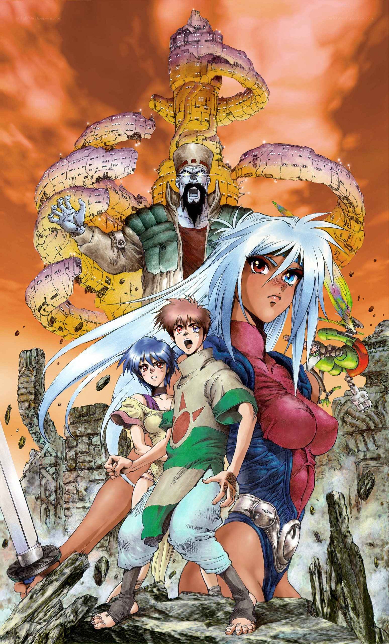 Anime characters in battle scene