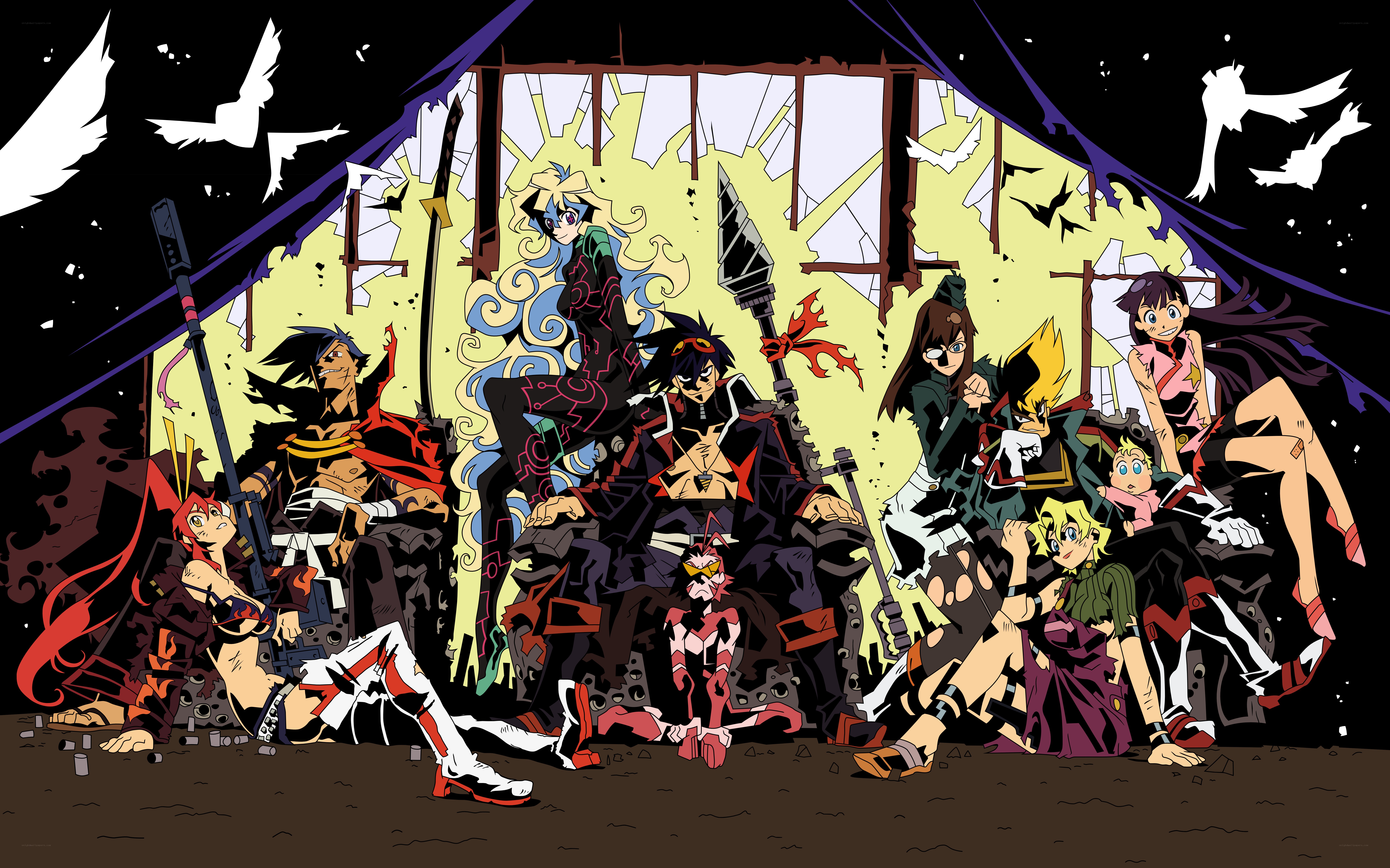 anime characters in battle scene