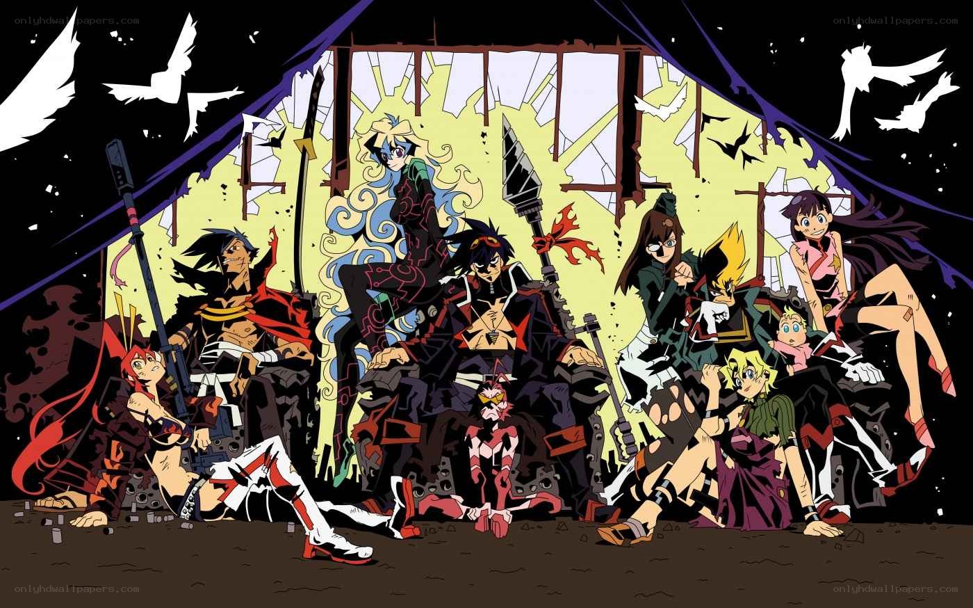 anime characters in battle scene