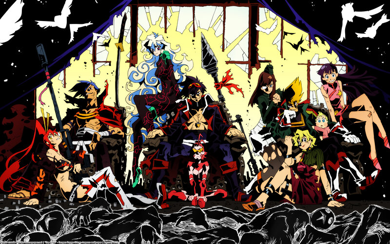 anime characters in battle scene