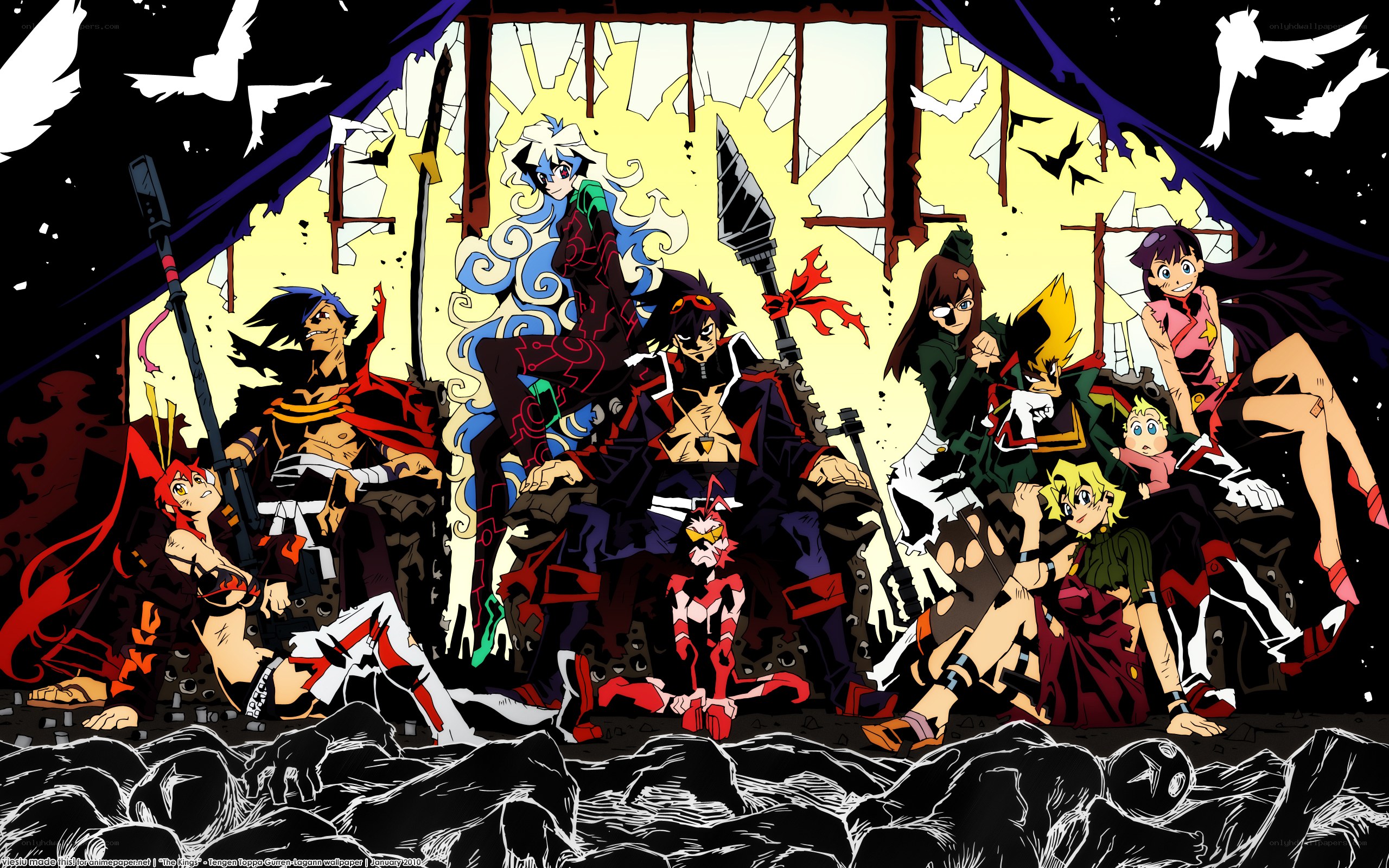 anime characters in battle scene