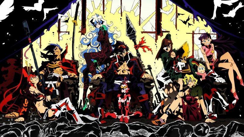 anime characters in battle scene