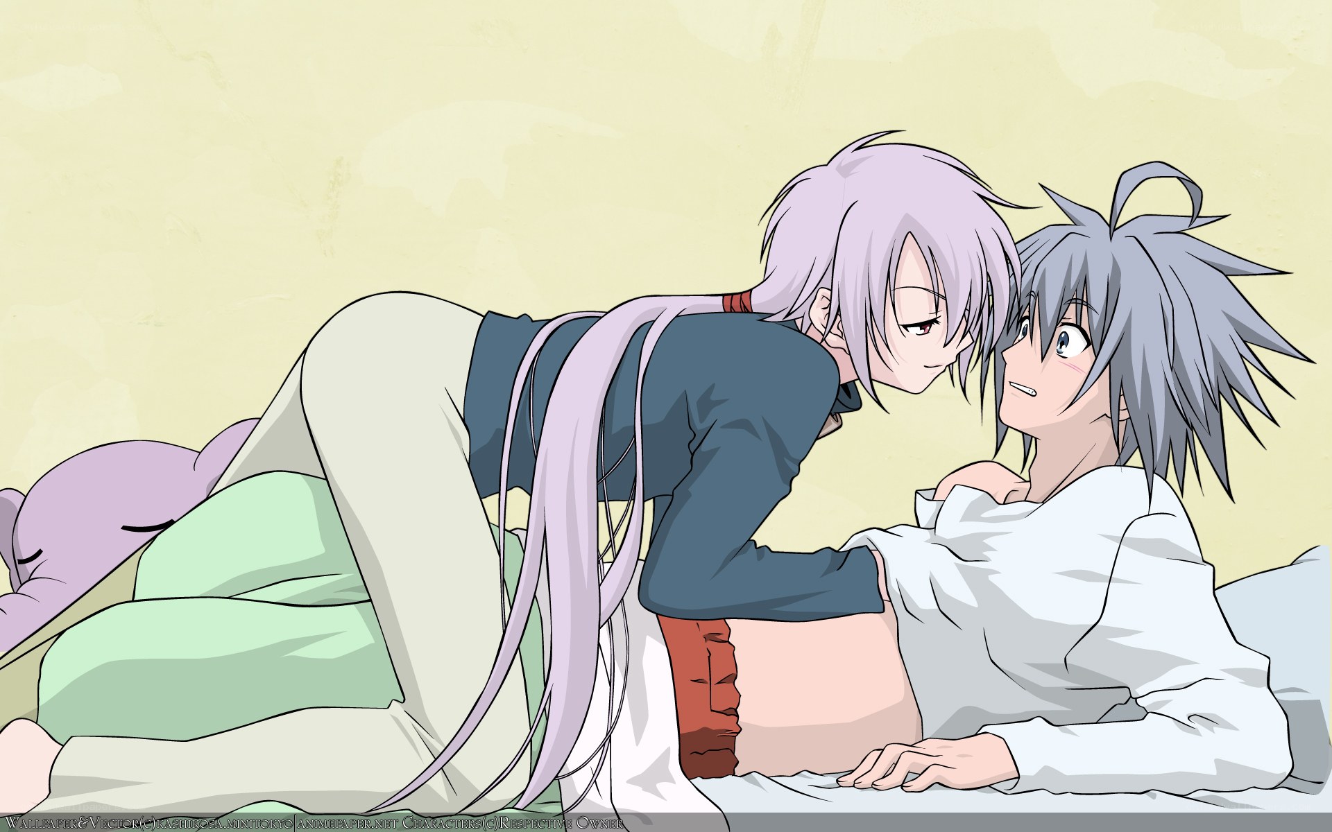 anime characters in bed
