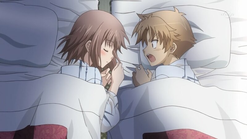 anime characters in bed