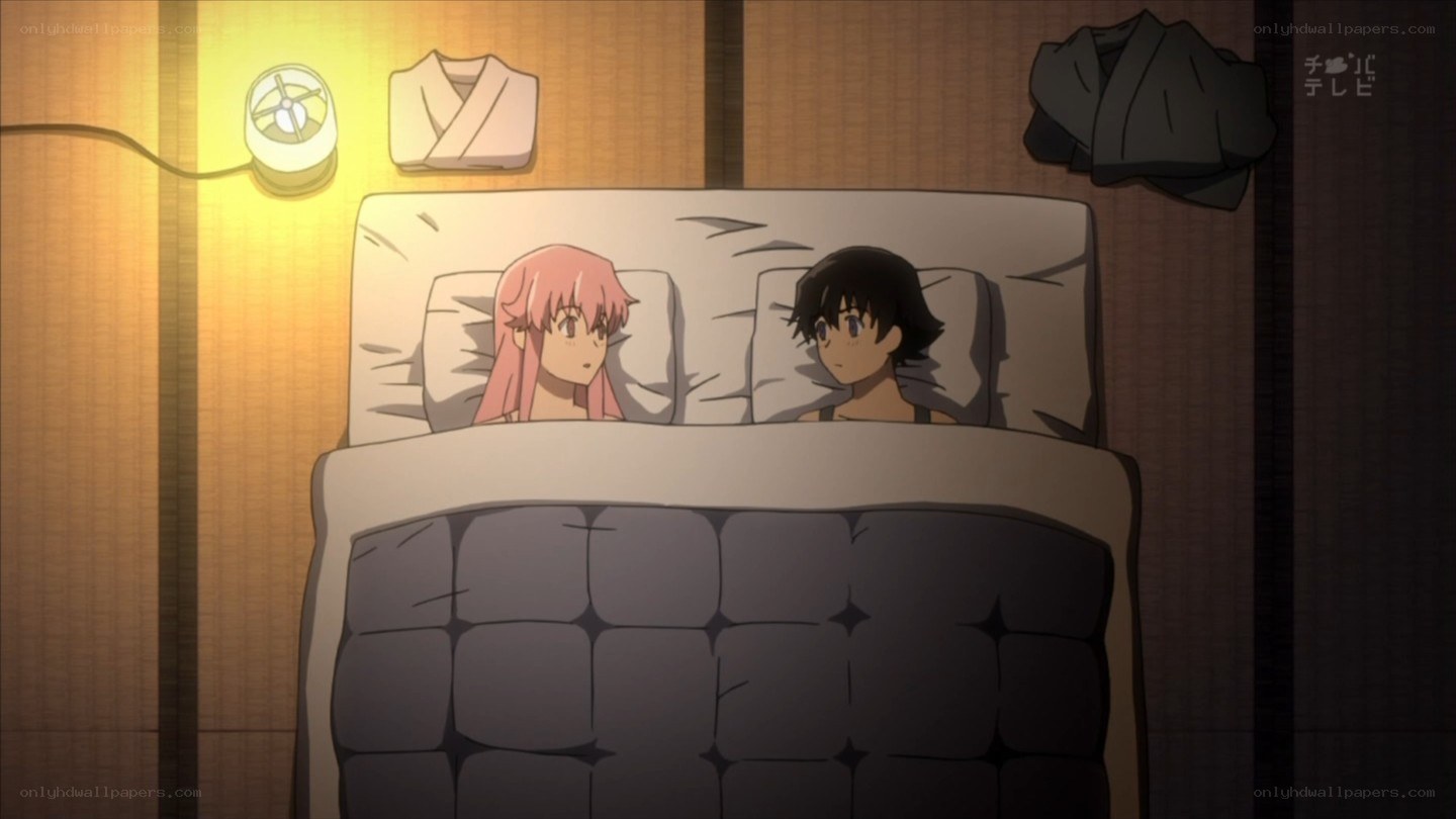 anime characters in bed