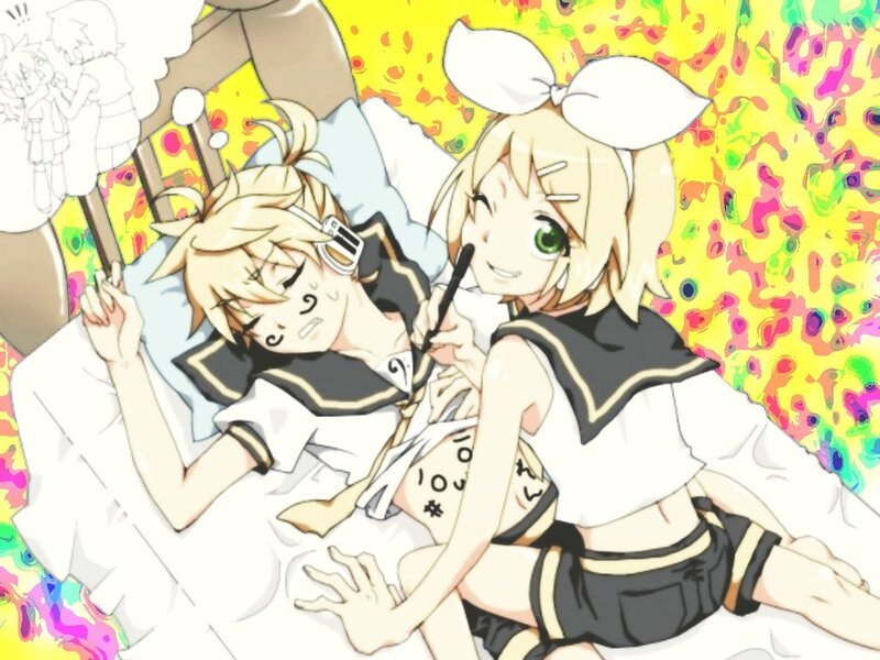 Anime characters in bed