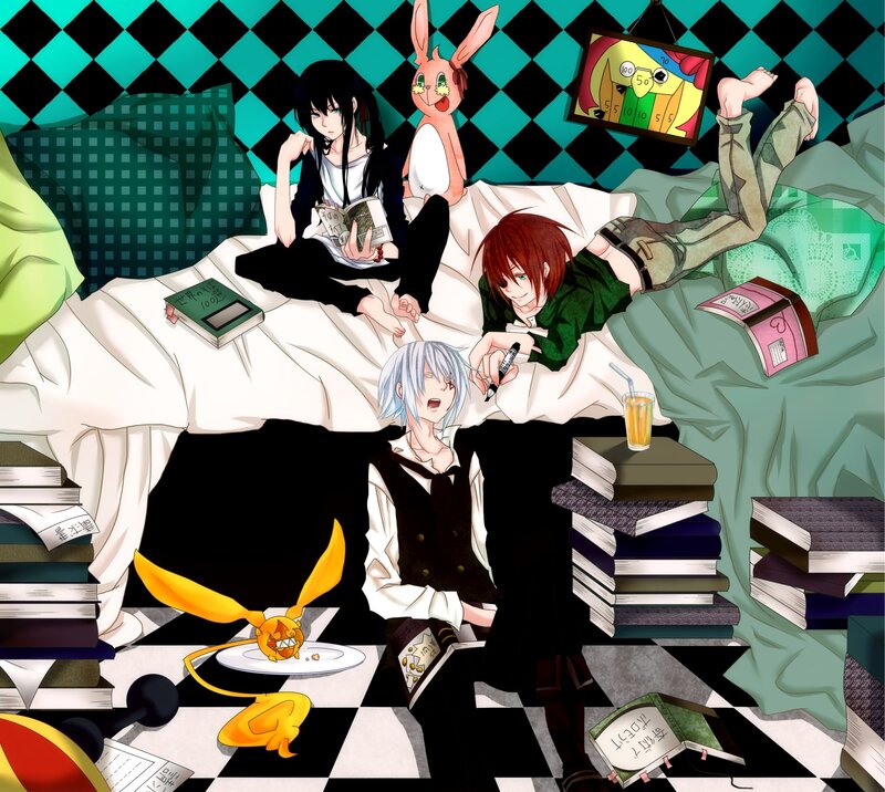 Anime Characters in Bed — Black