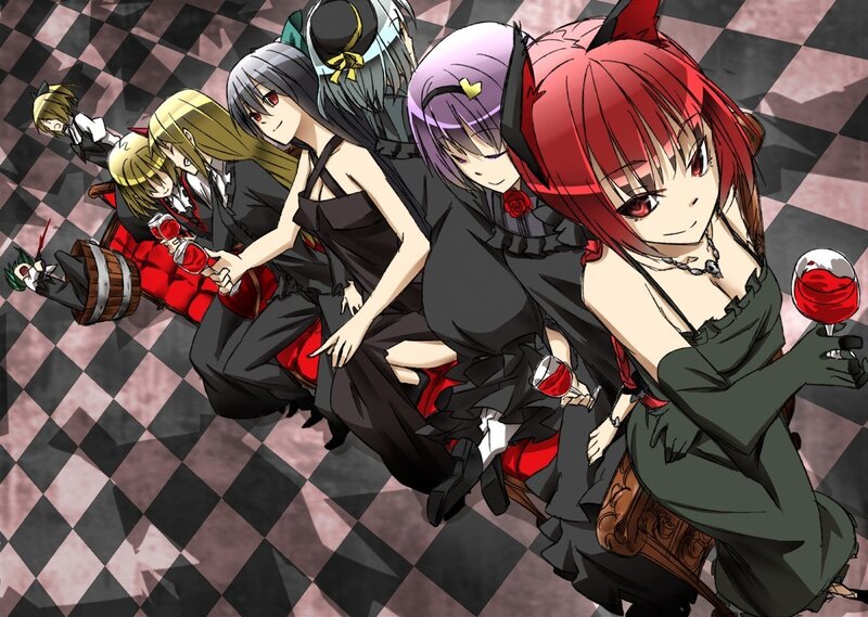 anime characters in black and red