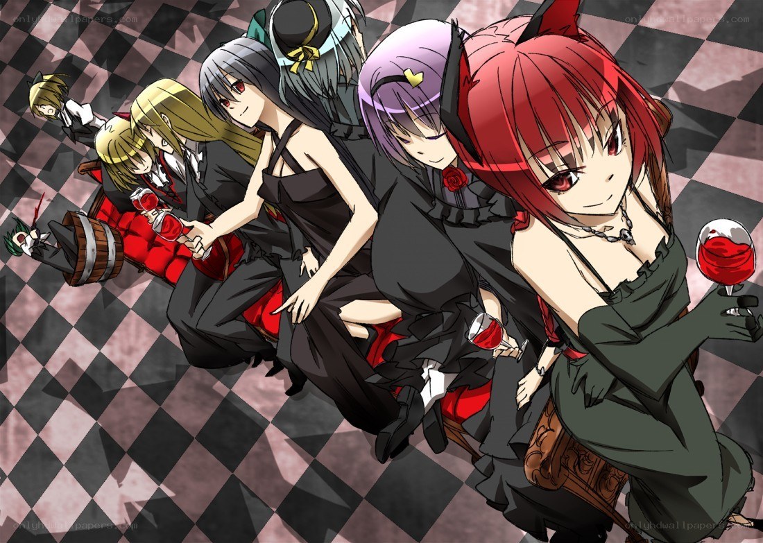 anime characters in black and red