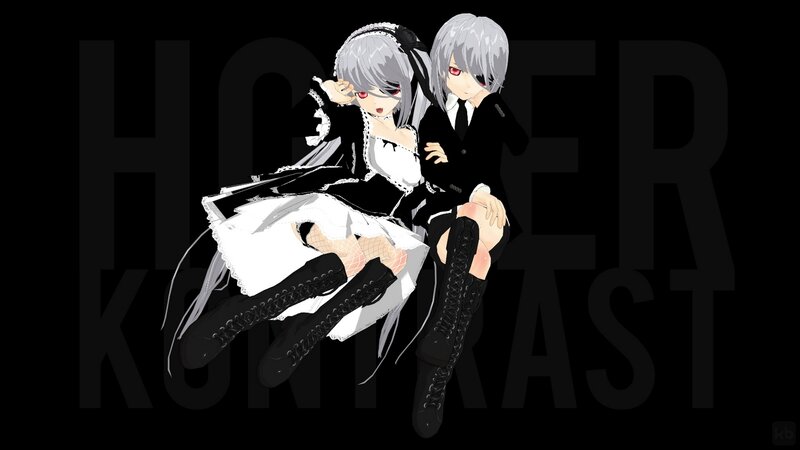 anime characters in black and white