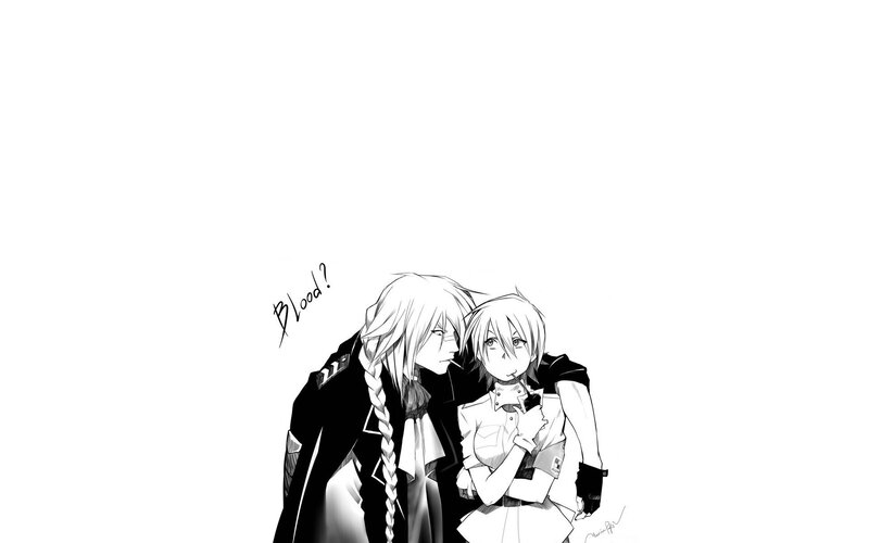 anime characters in black and white