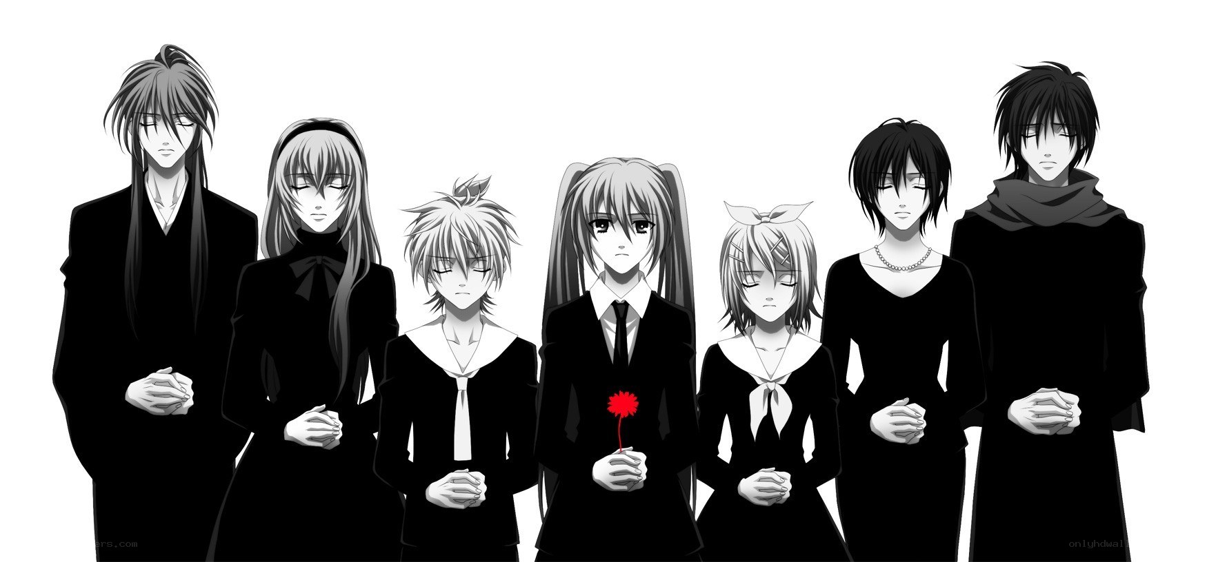 anime characters in black attire
