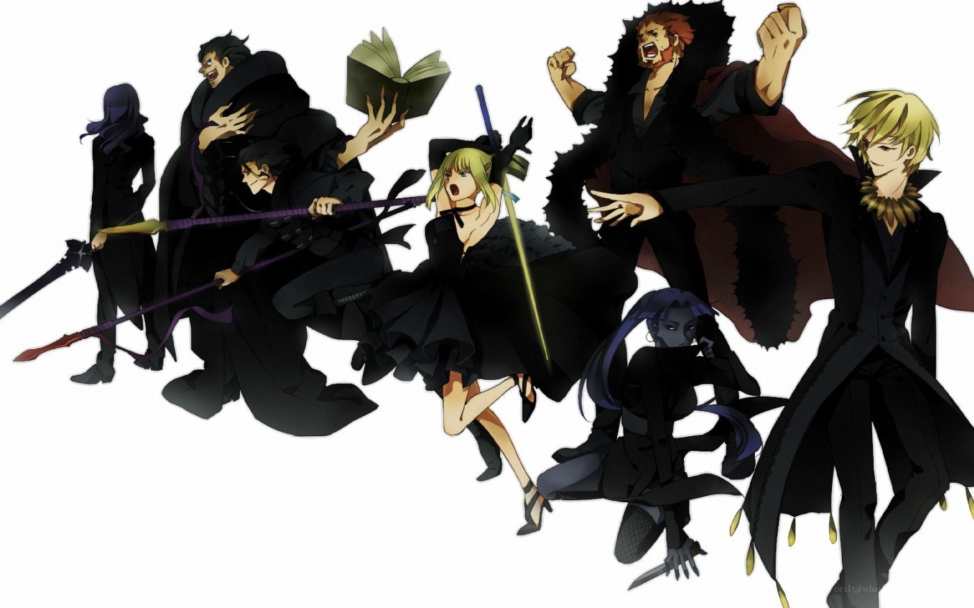 anime characters in black attire