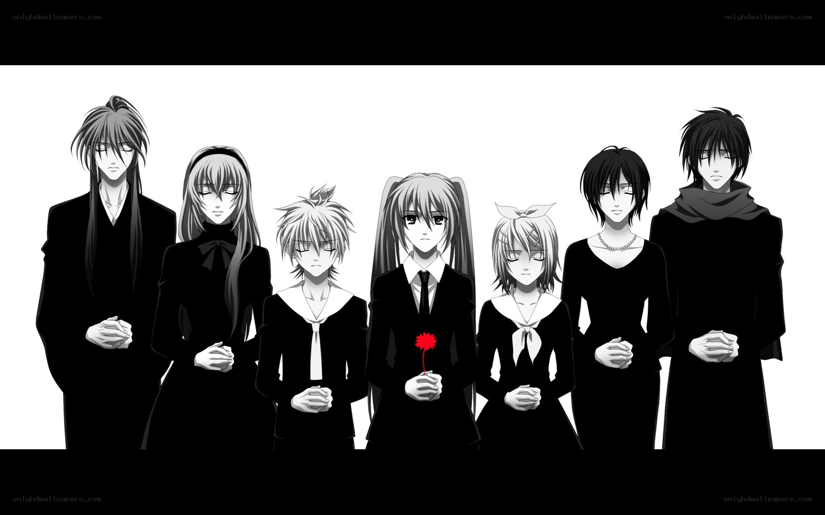 anime characters in black attire