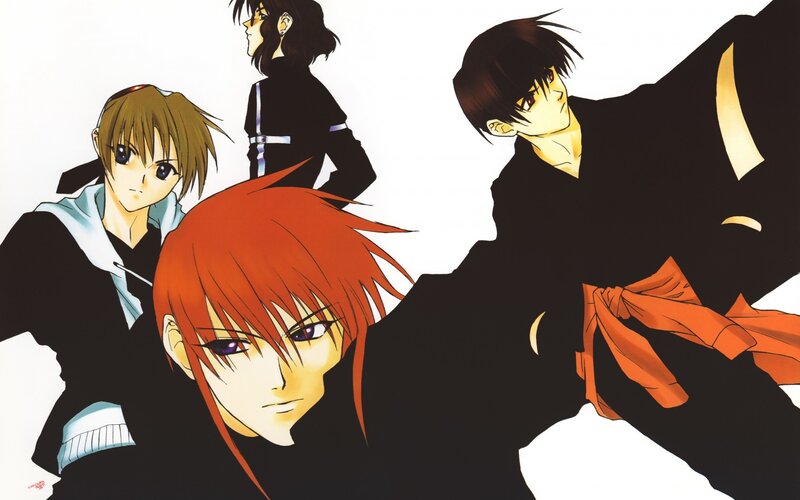anime characters in black outfits