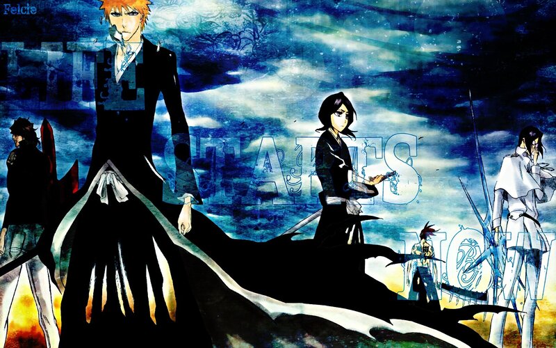 Anime Characters in Black Robes — Blue, Dramatic