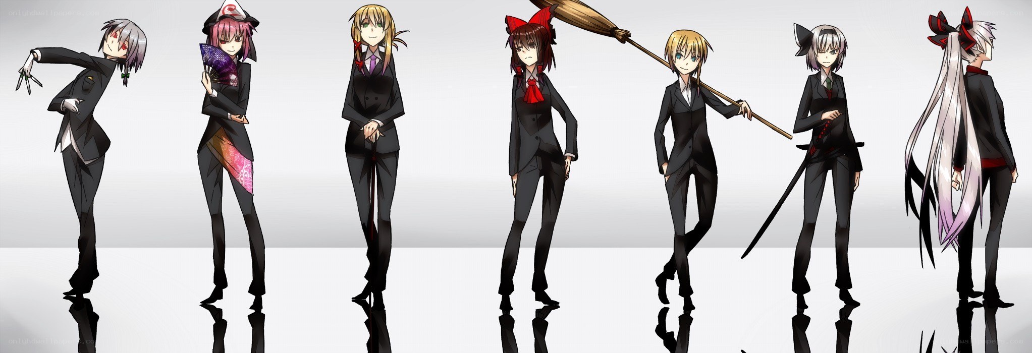 Anime characters in black suits