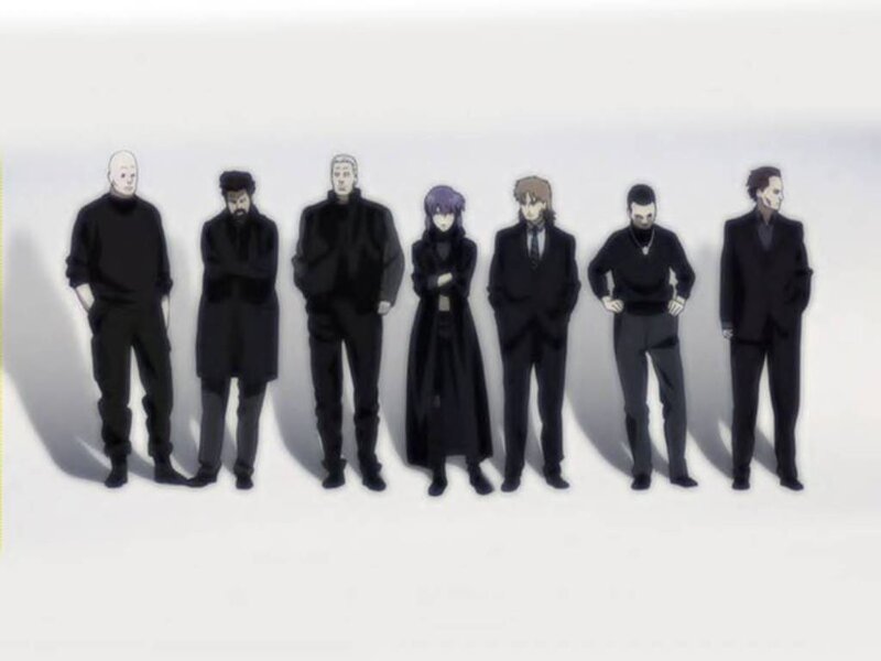anime characters in black suits