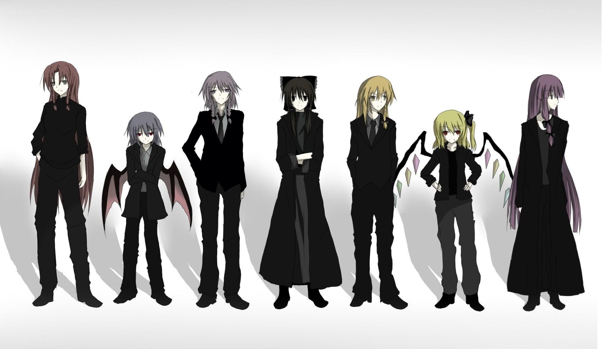 anime characters in black suits