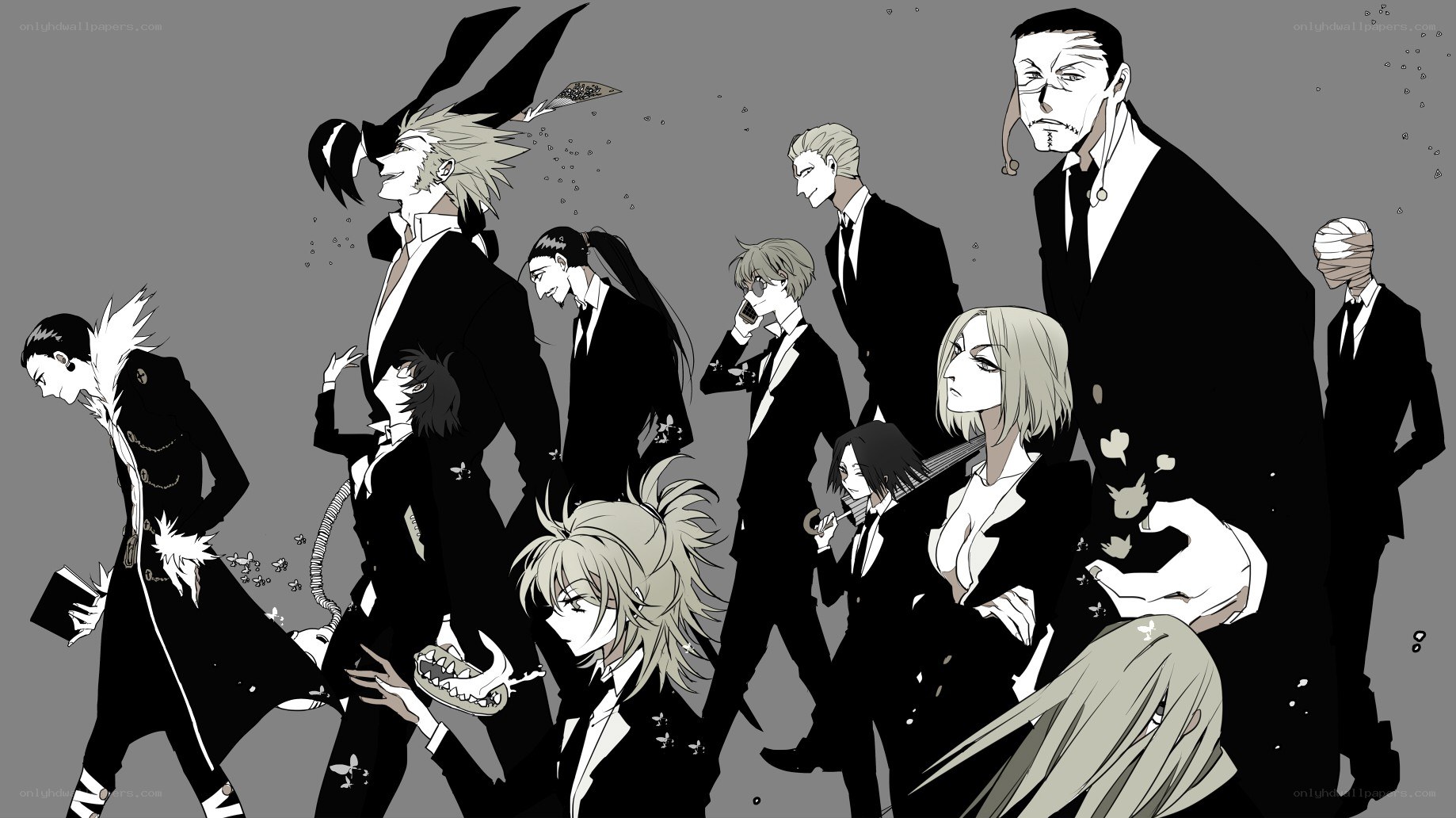 anime characters in black suits