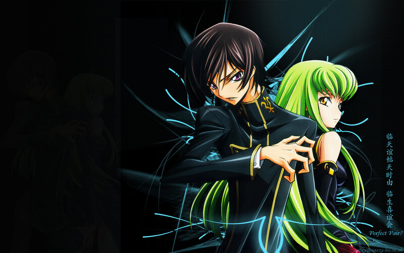 Anime Characters in Black Uniforms — Dramatic, Green Hair