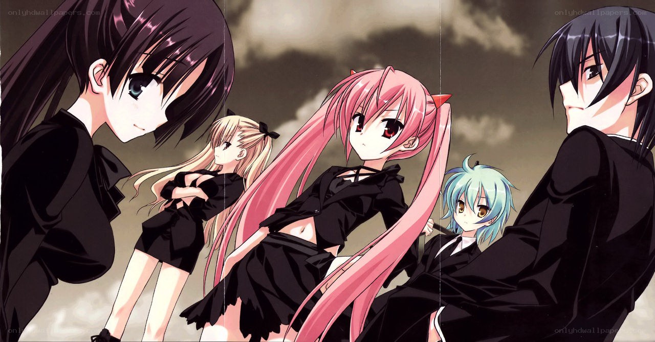 anime characters in black uniforms