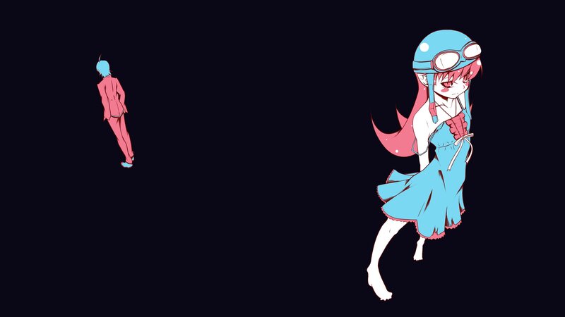 anime characters in blue and pink
