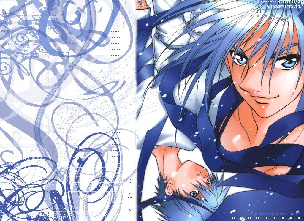 Anime characters in blue attire