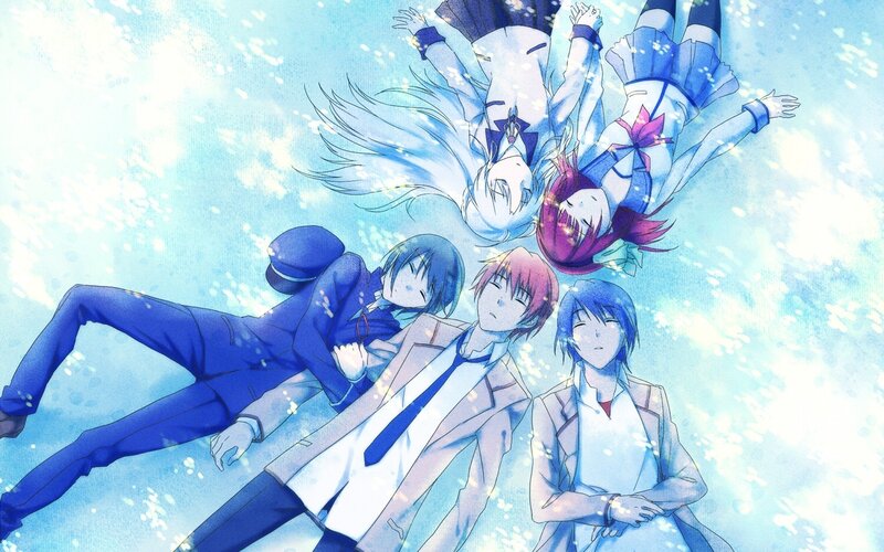 anime characters in blue light