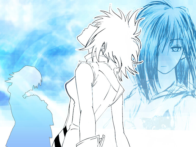 anime characters in blue light