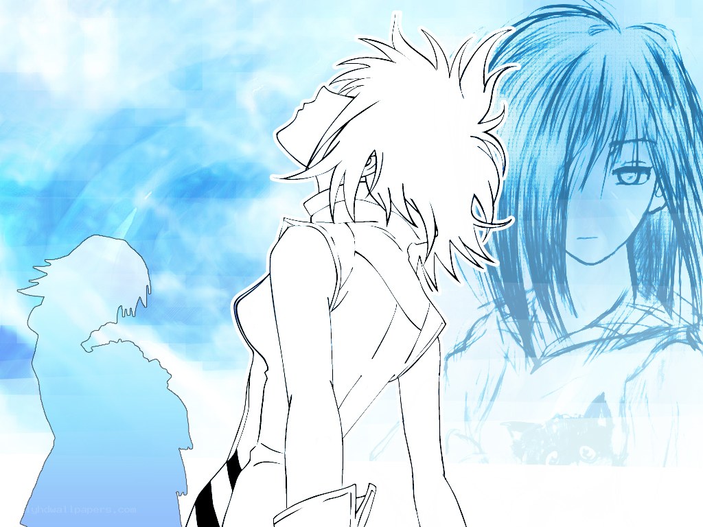 anime characters in blue light