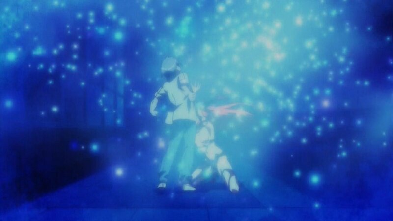 anime characters in blue light