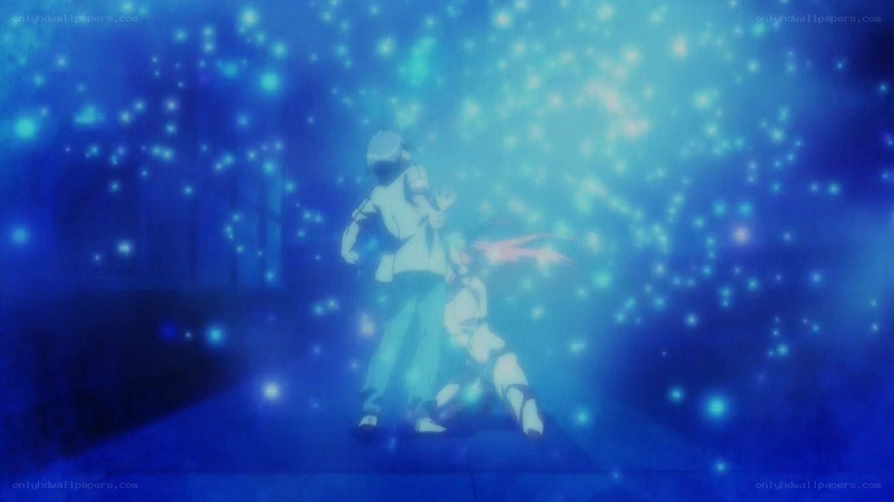 anime characters in blue light