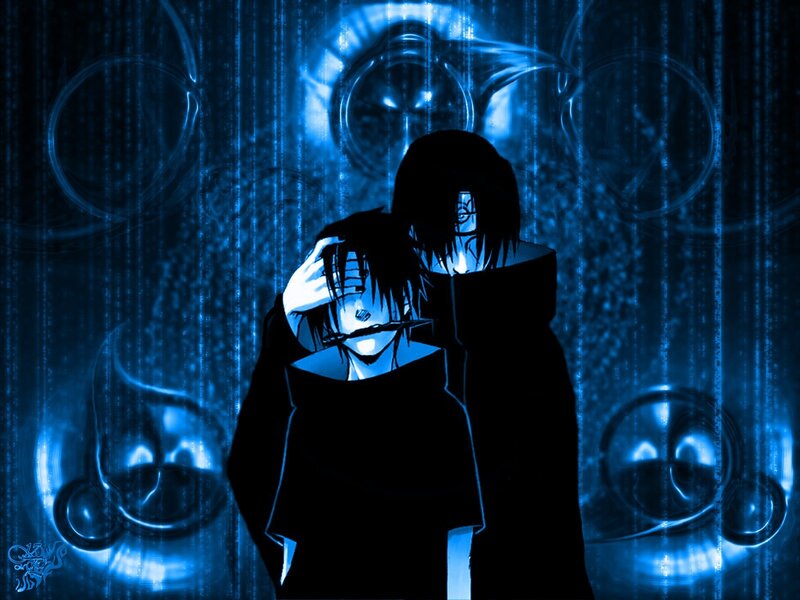 anime characters in blue light