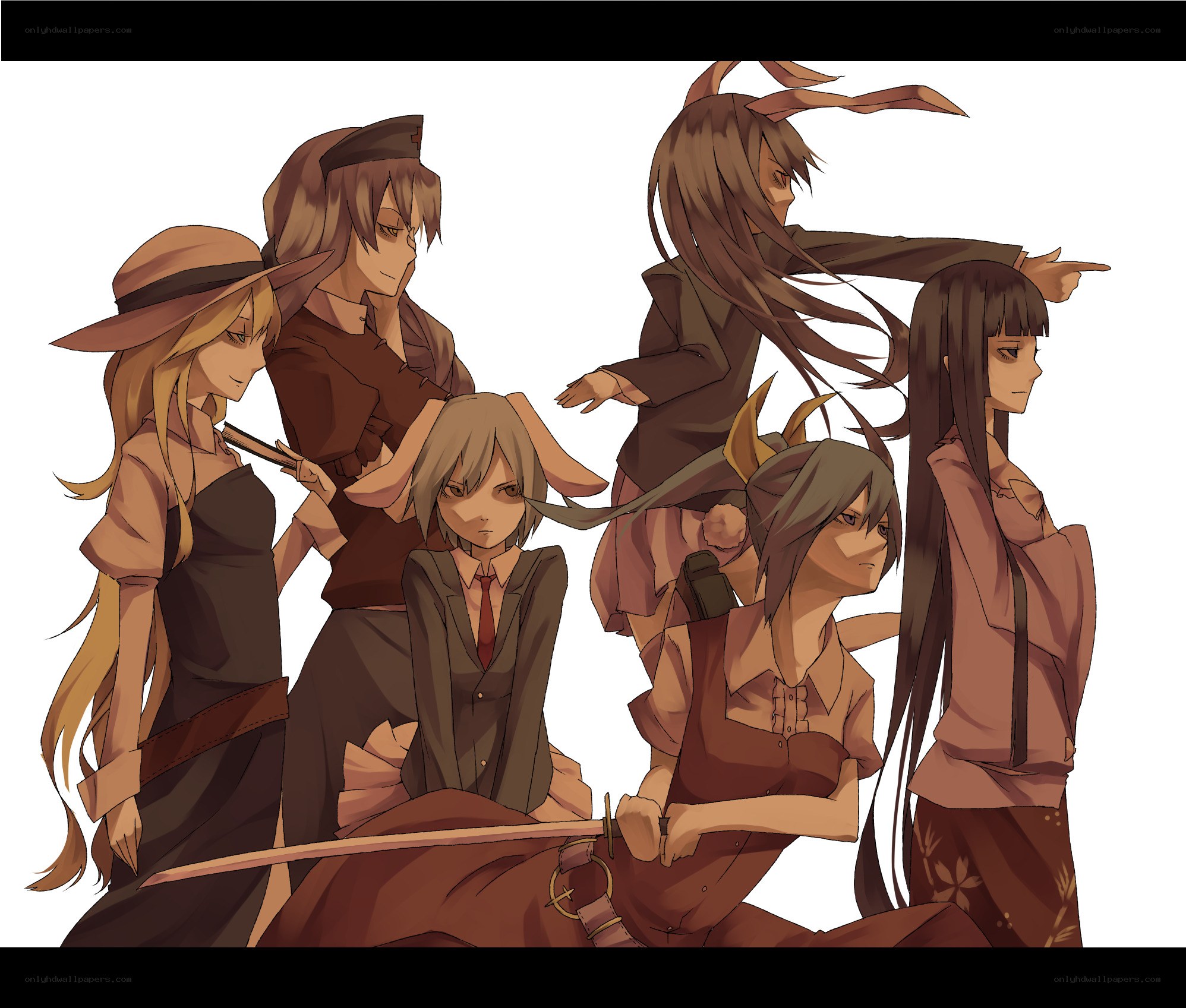 anime characters in brown outfits
