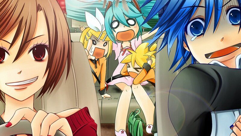 Anime Characters in Car — Blue