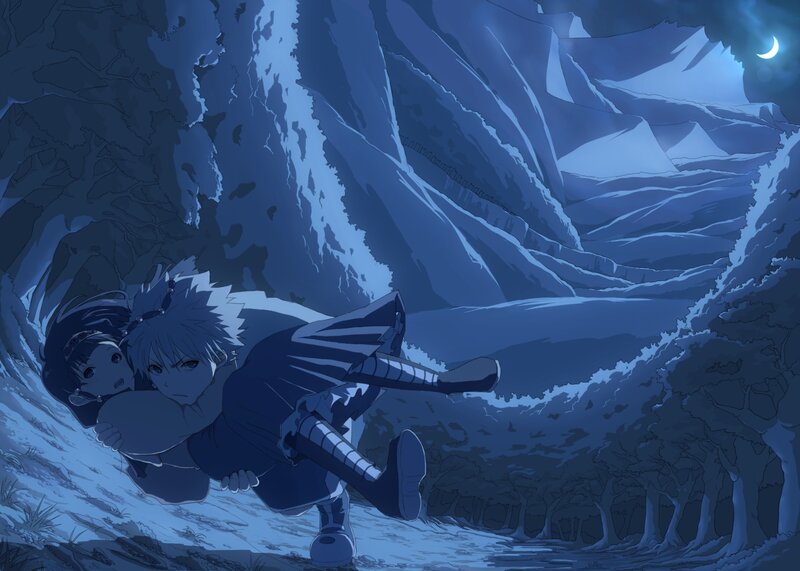 Anime Characters in Cave — Blue